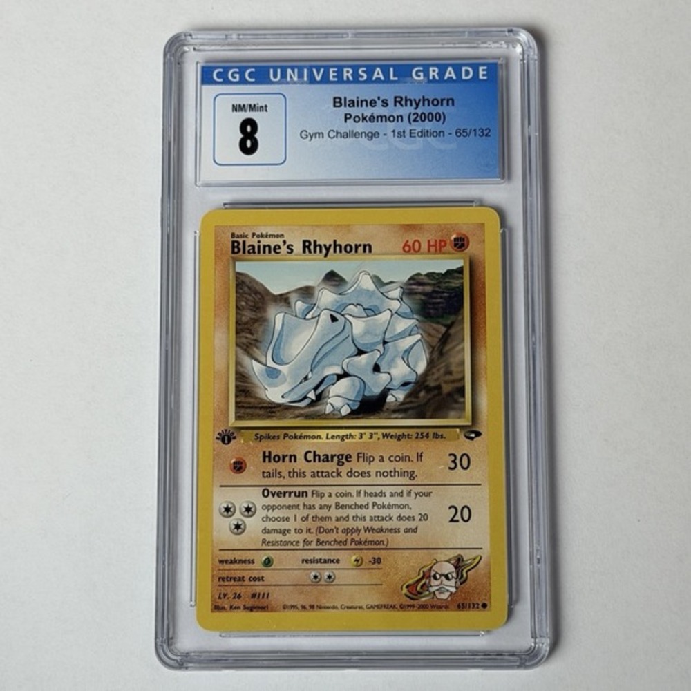 Blaine's Rhyhorn 1st Edition 65/132 CGC 8 NM/MT TCG 2000 Pokemon Gym Challenge